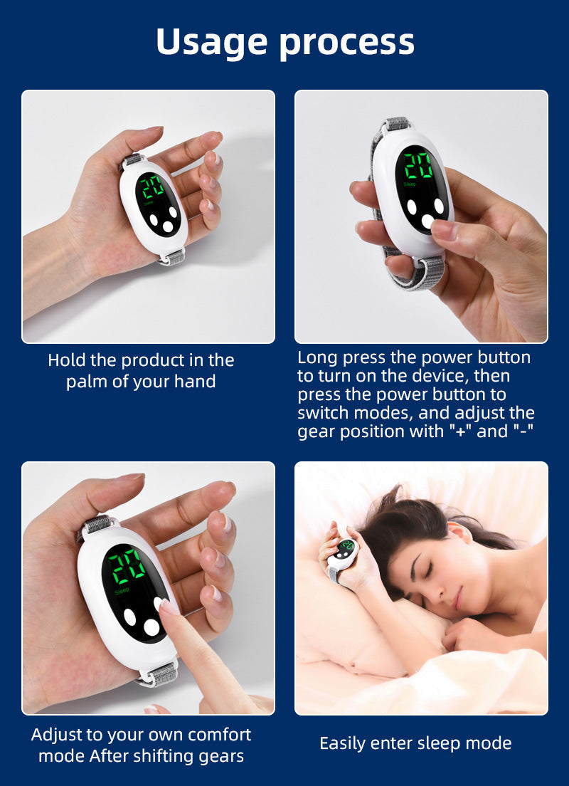NNEDSZ White Portable Sleep Aid Device - EMS Pulse Relaxation & Stress Relief Gadget with LED Display, Adjustable Wrist Strap
